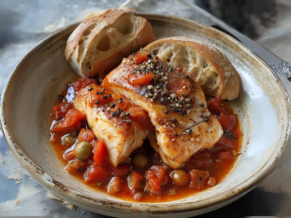 Spinarolo al pepe di Sichuan con pomodorini freschi in una padella rustica – ricetta leggera e mediterranea.