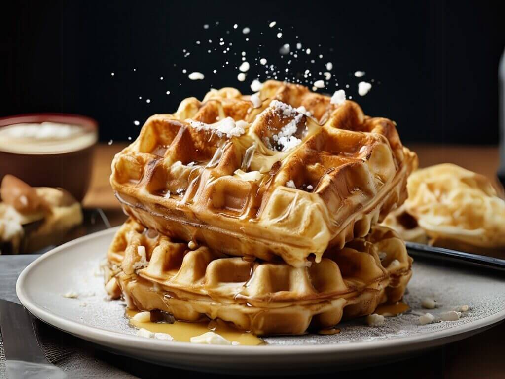 Recette gaufre facile : savourez ces gaufres croustillantes nappées de sirop doré.