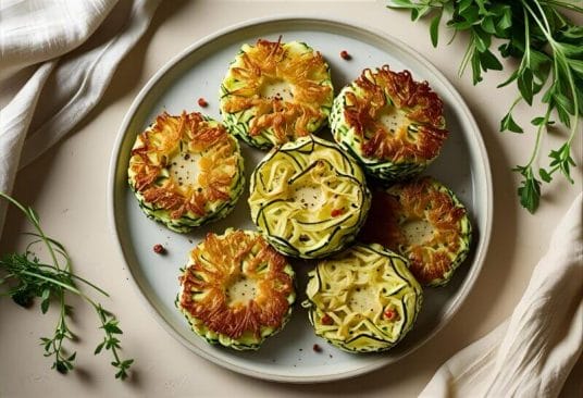 Recette Courgette : Courgettes Farcies Savoureuses et Légères 1 Courgettes râpées transformées en galettes croustillantes parfumées au poivre de Sichuan, prêtes à être dégustées