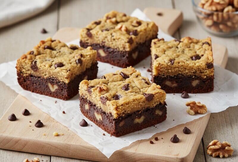 Brookies Gourmands alliant fondant brownie chocolat et croquant cookie aux pépites, dessert régressif