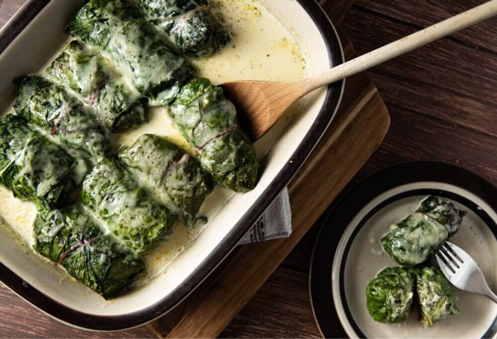 Capuns façon Grisons roulés dans des feuilles de bette avec farce savoureuse au poivre sauvage de Madagascar