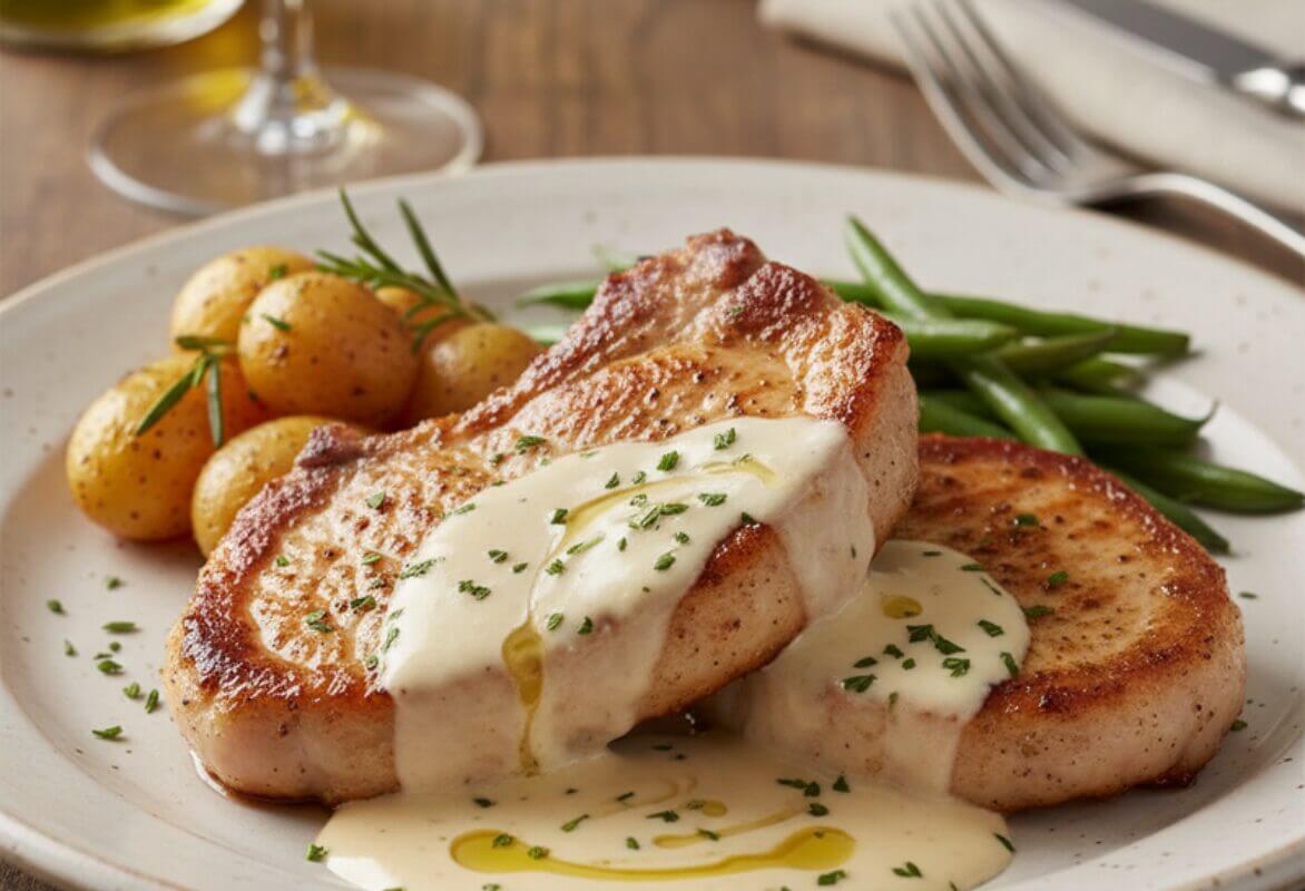 Côtelettes de Porc, Sauce Crémeuse au Poivre long de Java 2 Côtelettes de Porc, Sauce Crémeuse au Poivre long de Java nappées d'une sauce onctueuse et aromatique