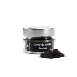Caviar de vanille Bourbon naturel en pot de verre de 25g.